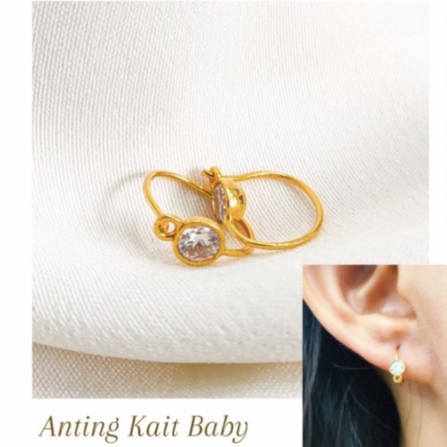 anting kait anak bayi emas anting swarovski model bulat kait anting Anak emas