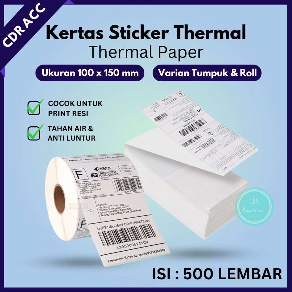 

Premium Label Stiker Thermal A6 100x150 500 Lembar