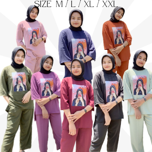 (REAL PICT) SETCEL CRINKLE PREMIUM DIANTY SET APLIKASI SABLON BAHAN CRINKLE AIR FLOW UKURAN M, L, XL