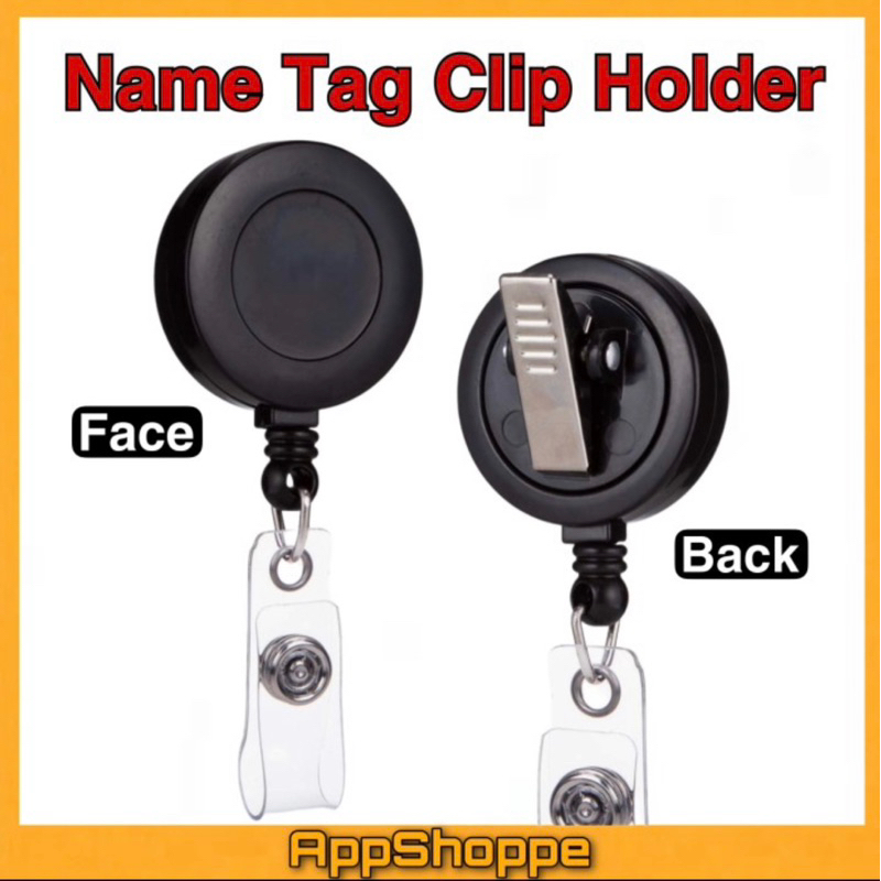 

Name Tag Clip Retractable ID Card Holder ALL BLACK BISA PUTAR