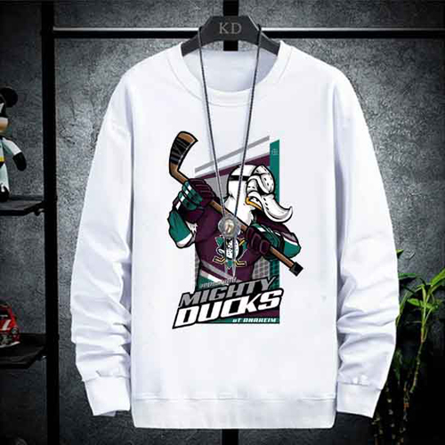 SWEATER CREWNECK Mighty Ducks of Anaheim Movie NHL Hockey USA SWEATSHIRT UNISEX WHITE PREMIUM COTTON