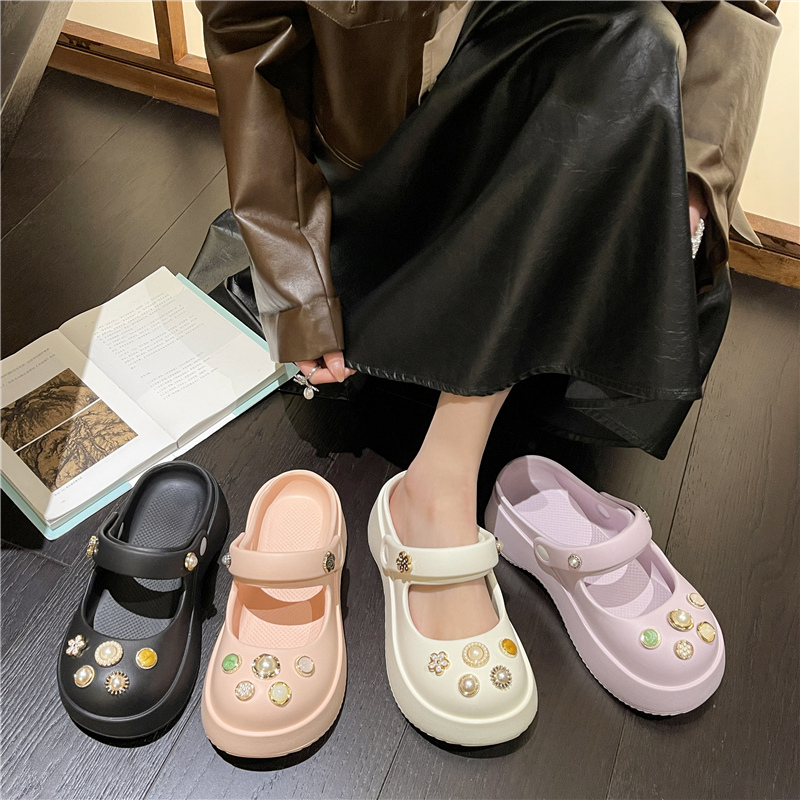 [ FREE PERMATA ] Sandal Slip On Cewek Dewasa Tali INARA Eva Permata Sendal Slop Wanita Terbaru 2025