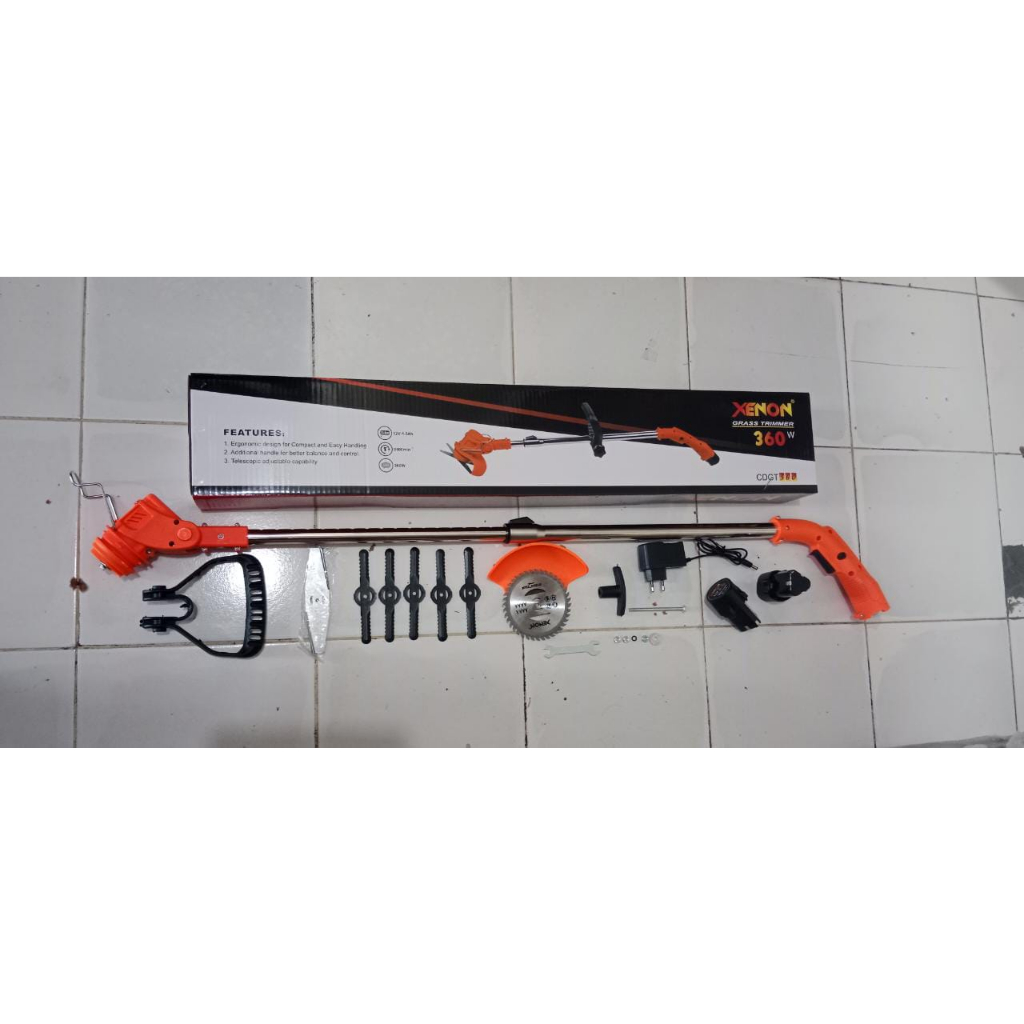 XENON CDGT360 Mesin Potong Rumput CORDLESS Grass Cutter Trimmer 12V - Pemotong Rumput Baterai Batter