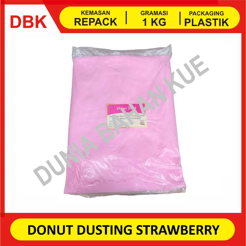 

PRIMSFOOD DONUT DUSTING GULA DONAT DINGIN STRAWBERRY MINT REPACK 1 KG / GULA TABUR STROBERI