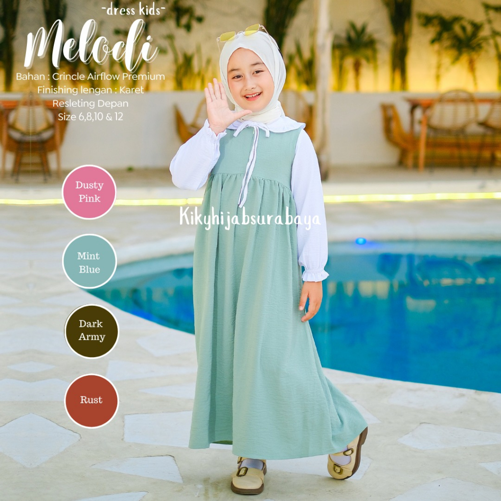 Homey Dress Anak Crincle Airflow Gamis Anak Crinkle MELODI