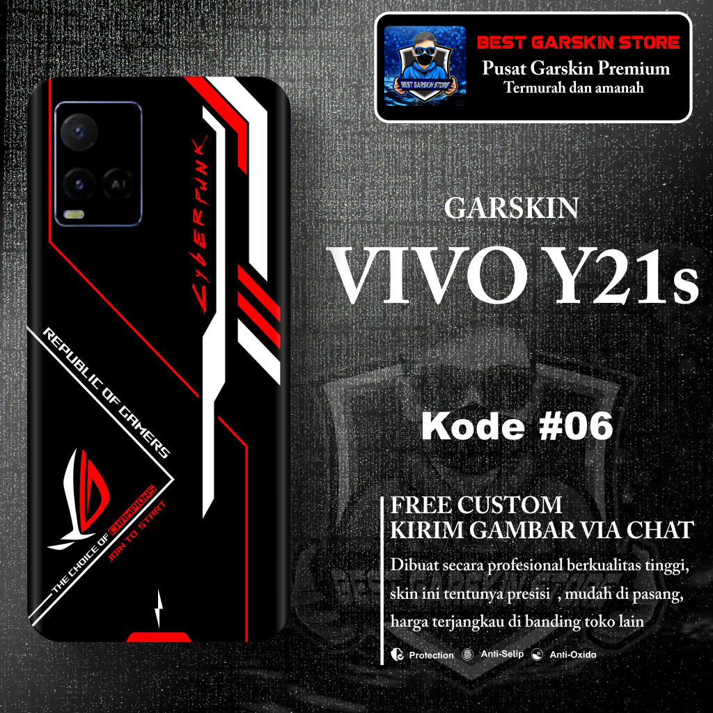 (Isi 2 Pcs) Garskin Stiker Vivo Y21s Motif 06-10 ( Bisa Request Gambar)