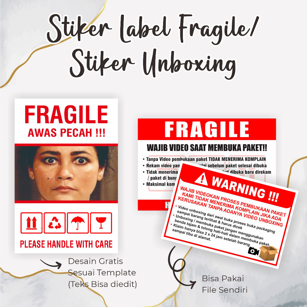 

STIKER FRAGILE / STIKER AWAS PECAH BELAH / STIKER PACKAGING / STIKER UNBOXING / FRAGILE