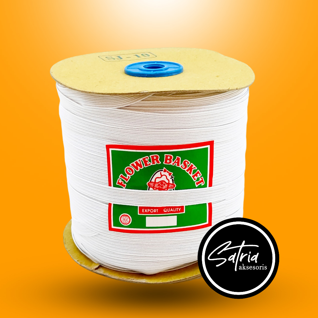 Tali Karet Elastic Flower Basket PUTIH SJ10 10mm / Tali Karet Kolor
