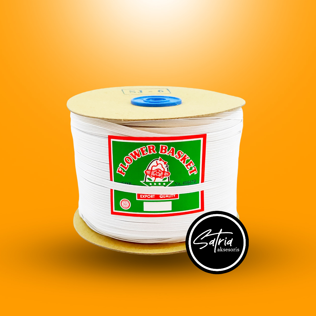 Tali Karet Elastic Flower Basket pUTIH SJ6 6mm / Tali Karet Kolo