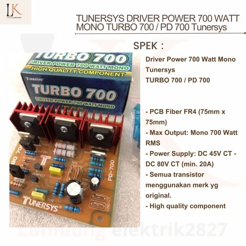 TUNERSYS DRIVER POWER 700 WATT MONO TURBO 700 / PD 700 Tunersys