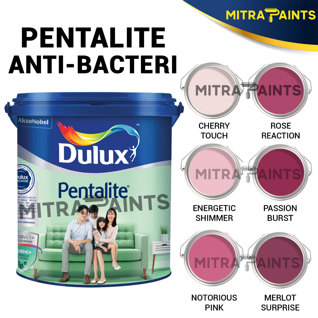 CAT TEMBOK DULUX PENTALITE ANTI BACTERI 2,5 LITER / CHERRY TOUCH / ENERGETIC SHIMMER / NOTORIOUS PIN