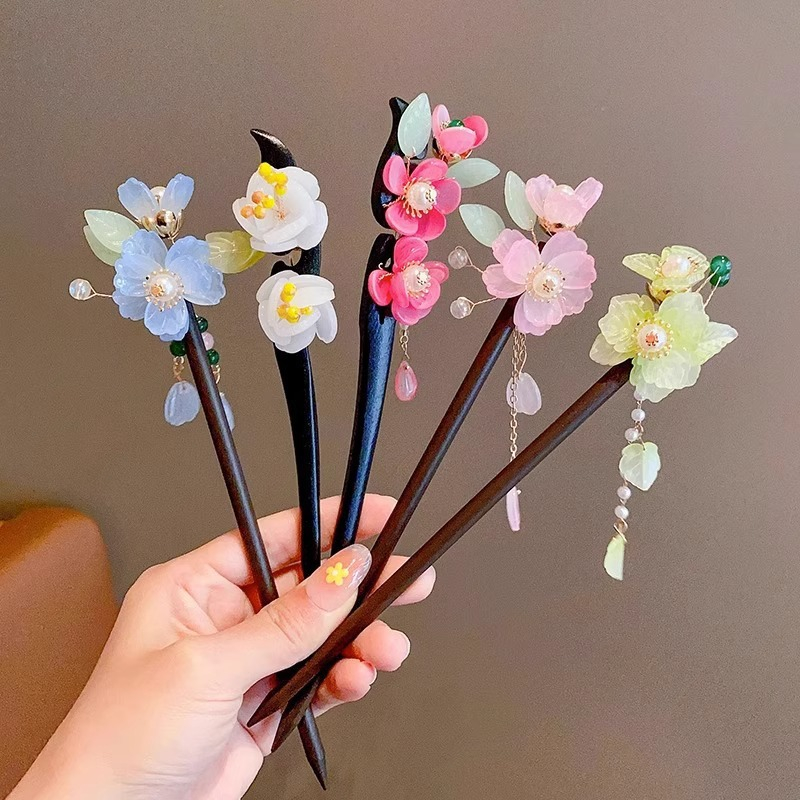 TY7 Tusuk konde bunga jepang magnolia flower style haiin hiasan rambut