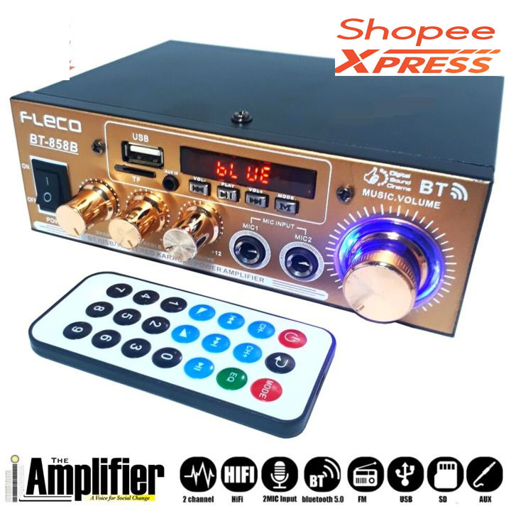 Promo Power Ampli Amplifier Bluetooth FLECO F {858A} 600W Karaoke Home Theater FM Radio Bayar Ditemp