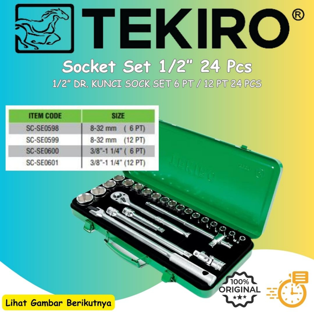 Tekiro Socket Set Kunci Sock 1/2" 24 Pcs Box Besi Kokoh Berkualitas