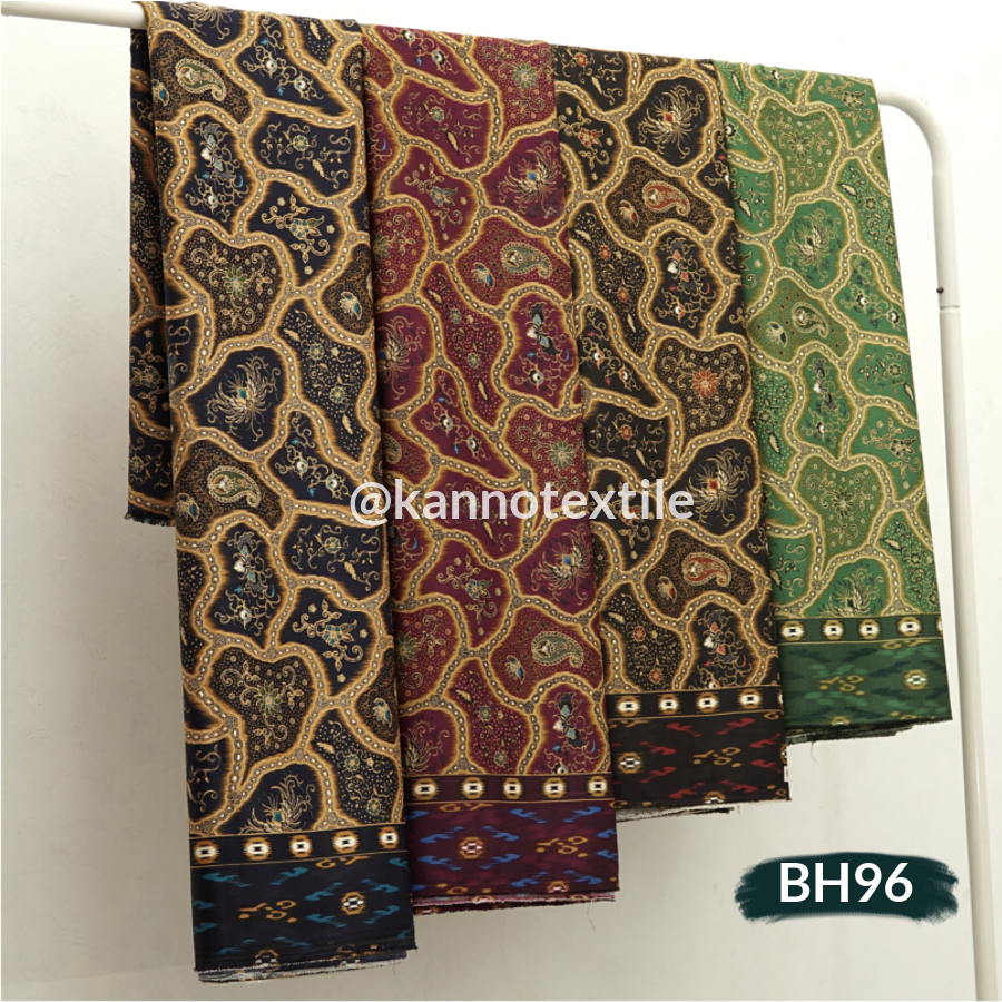 KAIN BATIK HALUS SEMI SUTRA BH96 MOTIF ABSTRAK WARNA HIJAU/UNGU/BIRU/HITAM
