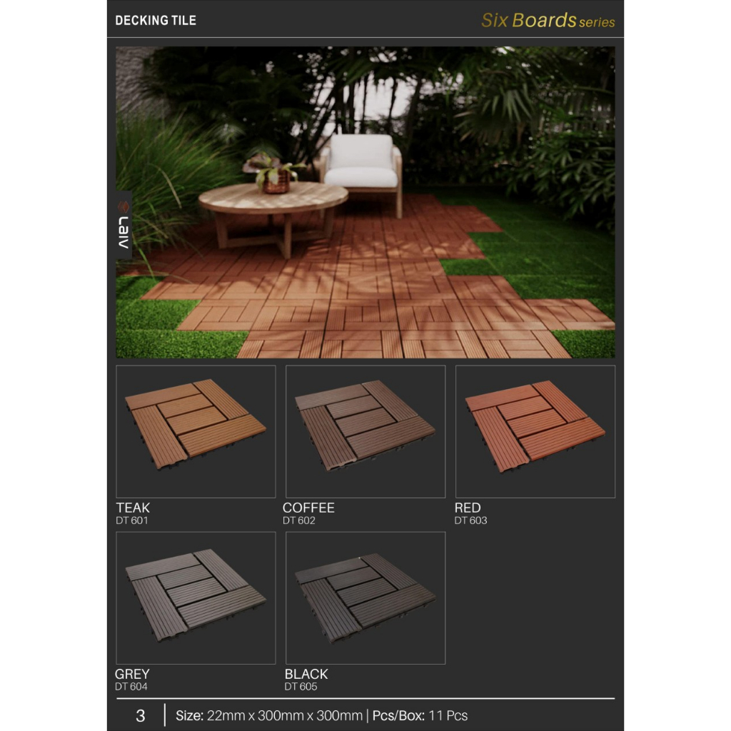 Decking Tile Lantai Kayu Bongkar Pasang / WPC Decking Floor Outdoor Motif Salur