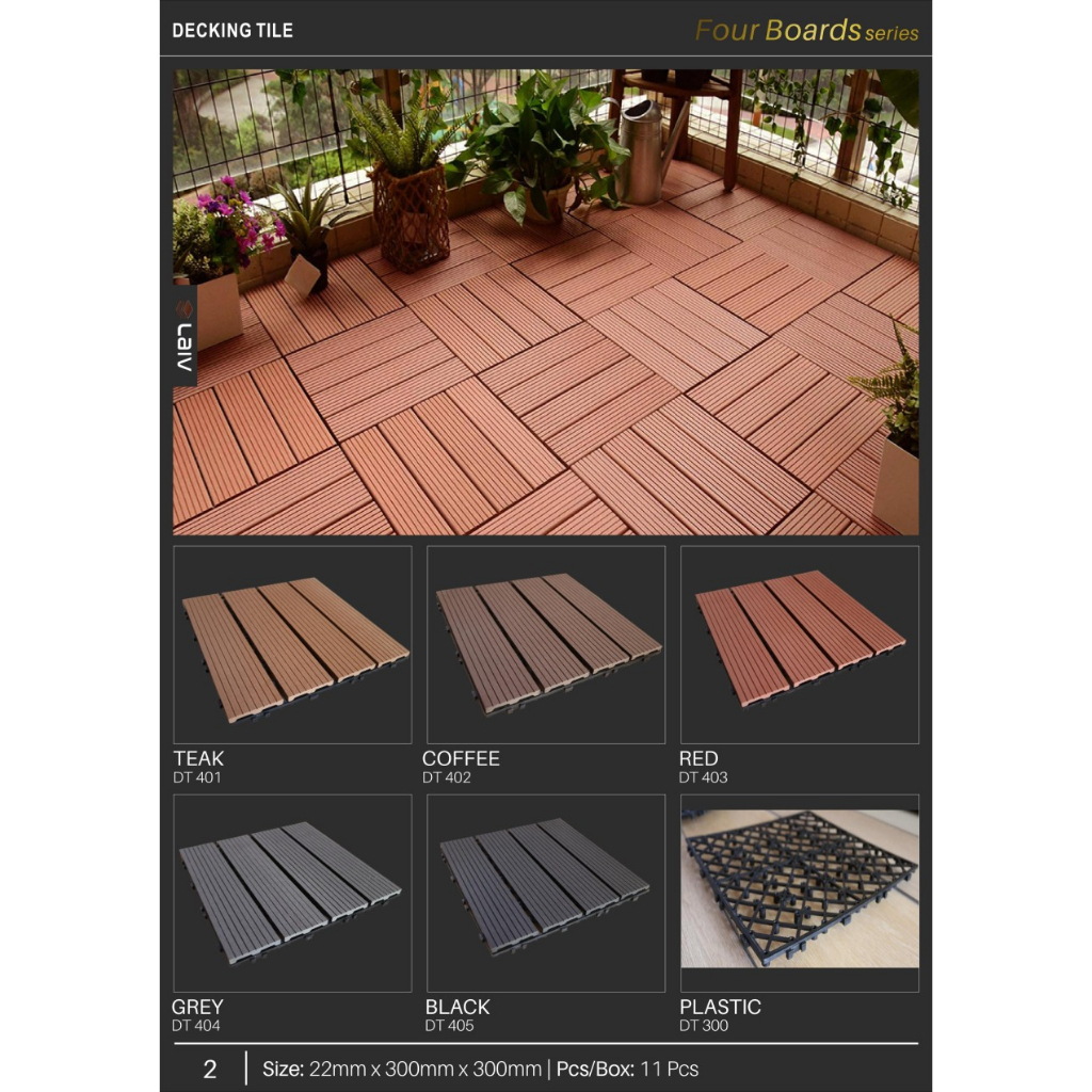 Decking Tile Lantai Kayu Bongkar Pasang / WPC Decking Floor Outdoor Motif Salur