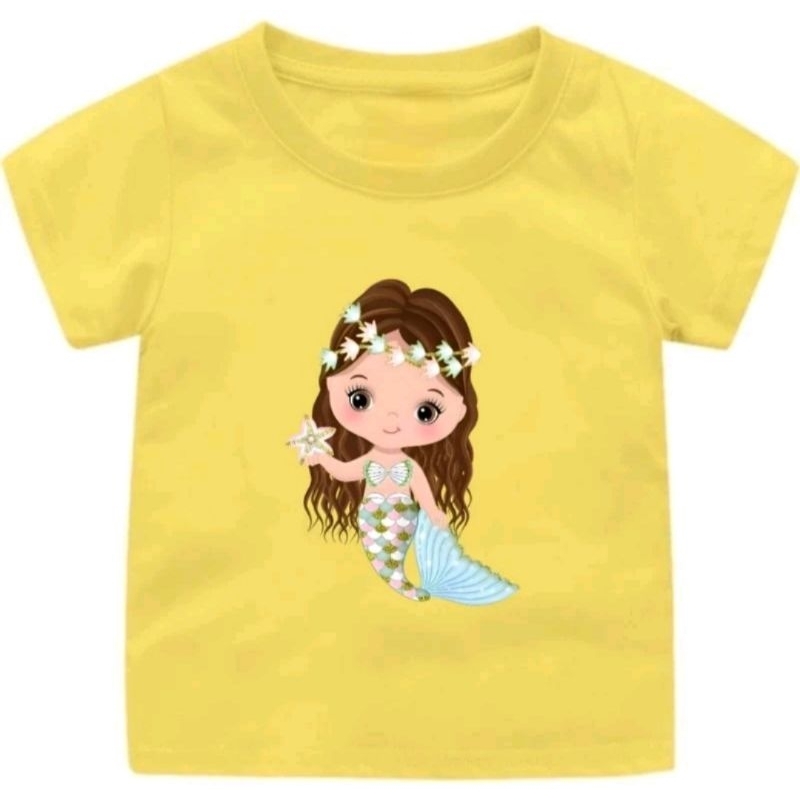 Baju kaos anak cewek mermaid 03 putri duyung anak cewek  umur 1-12 tahun