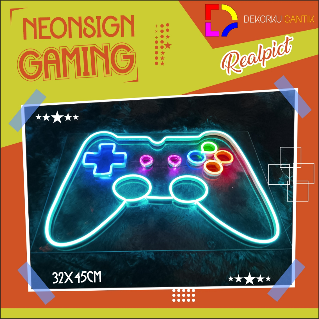 Neon Sign Lampu Hias LED Logo Stik PS Gaming Neon Flex Dekorasi Setup Room Gaming