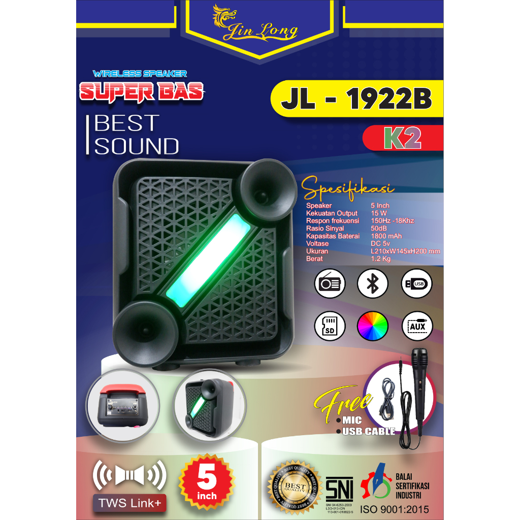 SPEAKAER WIRELLES PORTABLE JL - 1922