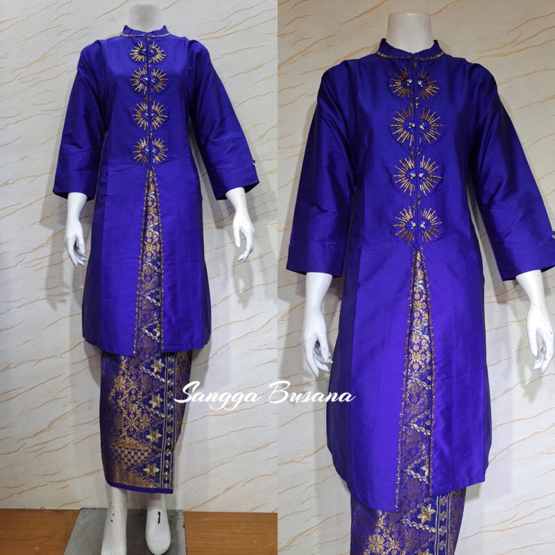 Teveta Tunik payet Abstrak / baju kurung malaysia/ kebaya kurung payet