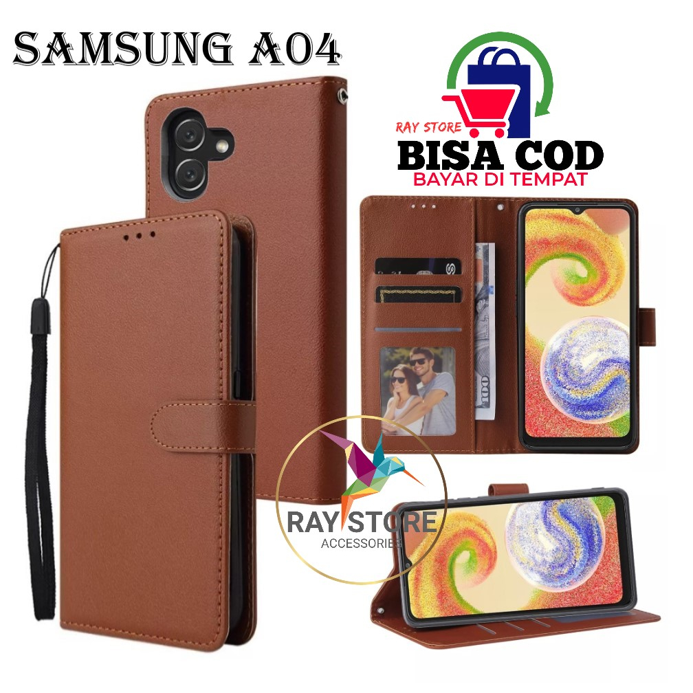 SAMSUNG A04 FLIP LEATHER CASE PREMIUM-FLIP WALLET CASE UNTUK SAMSUNG A04