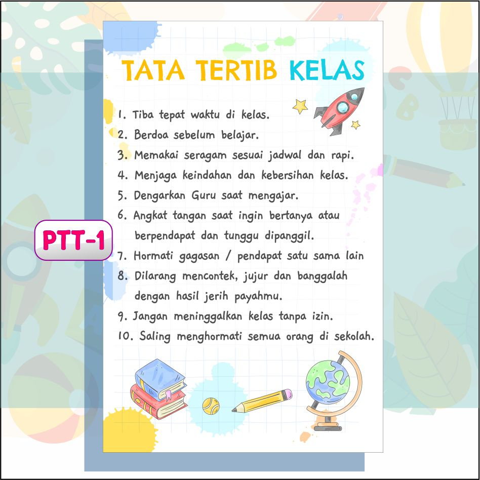 POSTER TATA TERTIB SEKOLAH | HIASAN KELAS AESTHETIC | TUGAS SEKOLAH | JADWAL PELAJARAN | DEKORASI KE