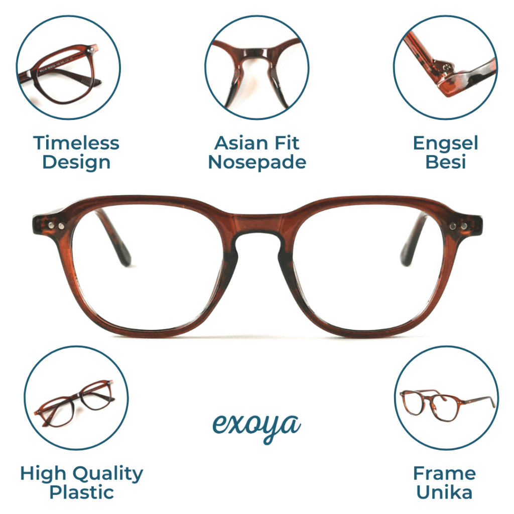 Exoya - Frame Kacamata Unika Cokelat