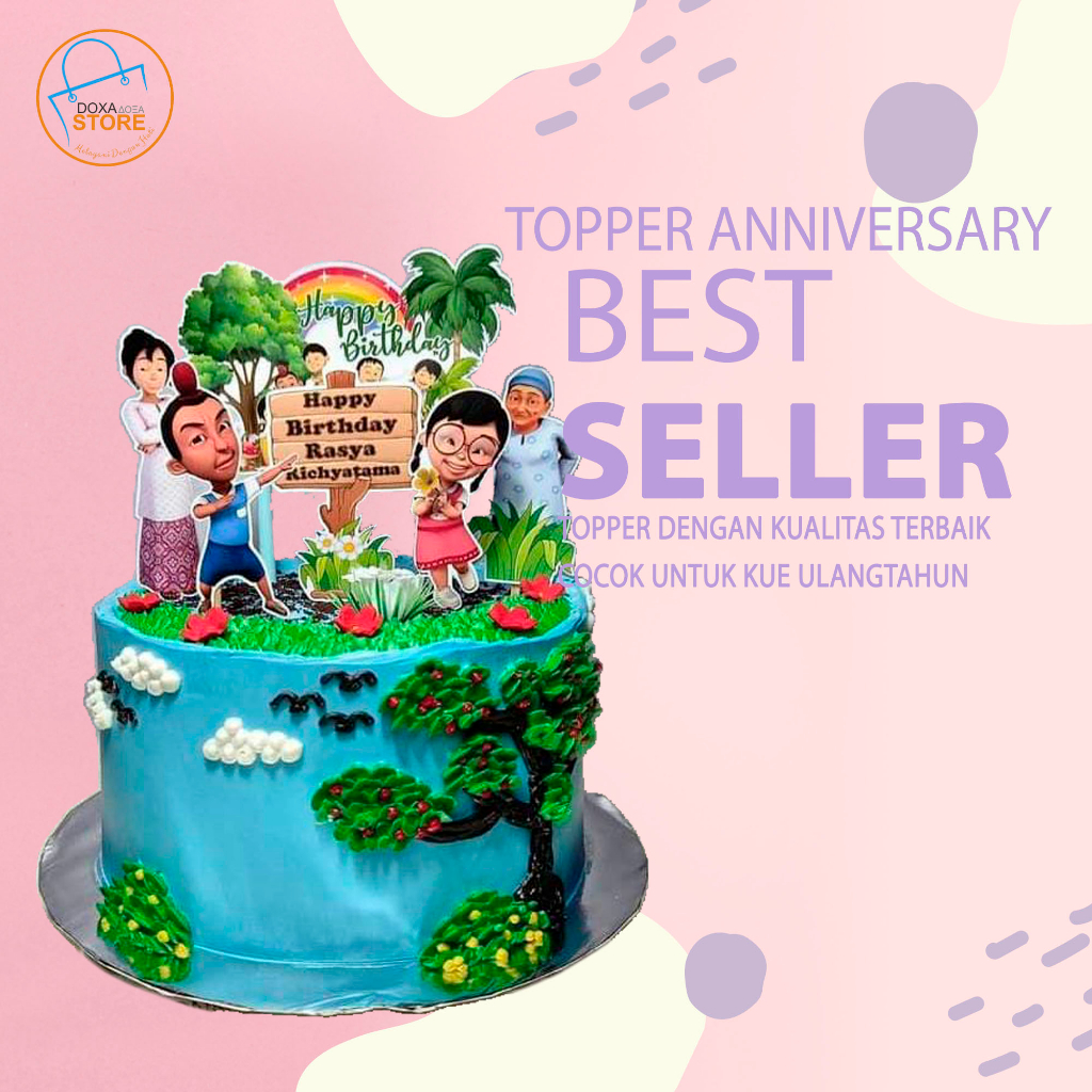 Topper Cake Happy Birthday Costum UPIN IPIN 01 Hiasan Kue