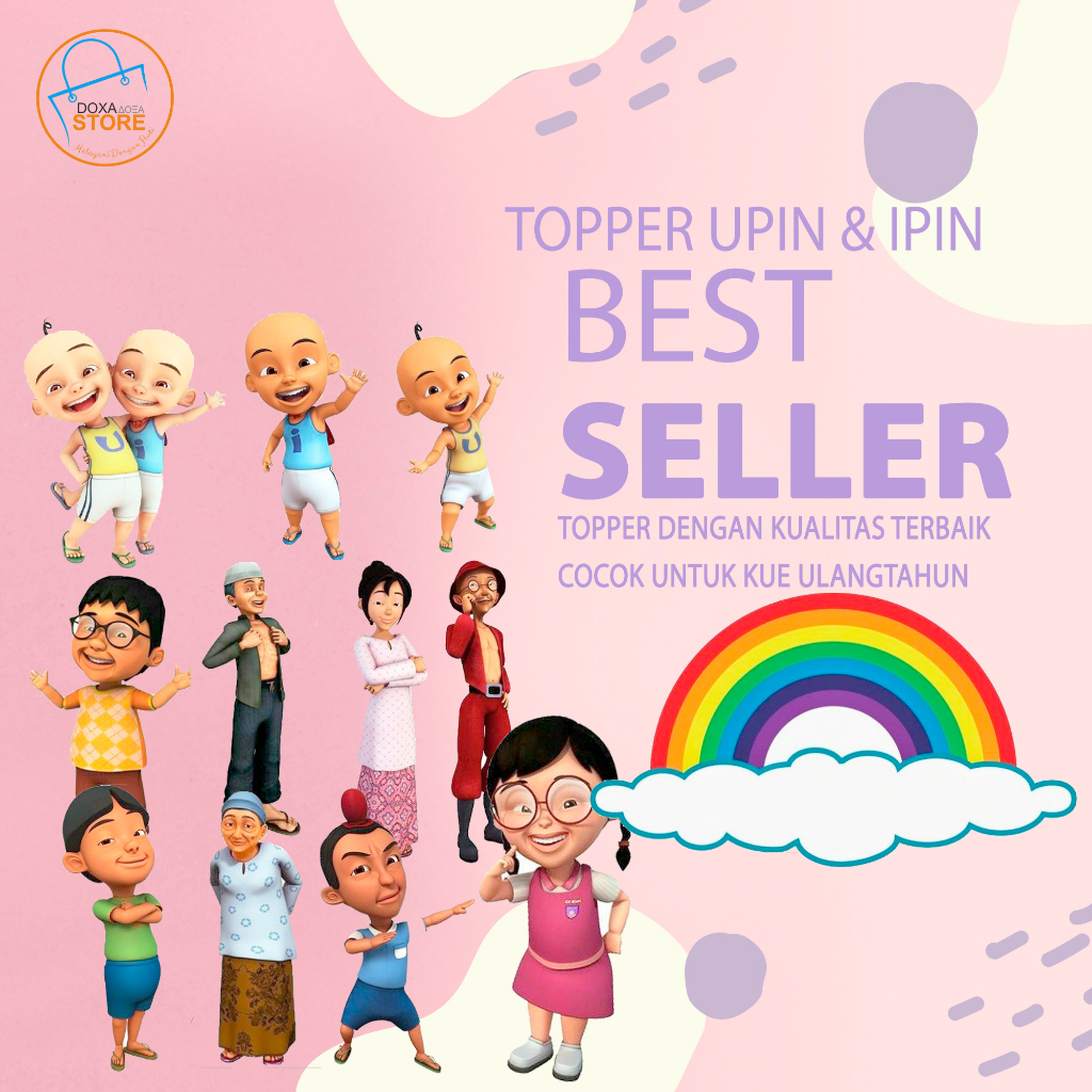 Topper Cake Happy Birthday Costum UPIN IPIN 02 Hiasan Kue