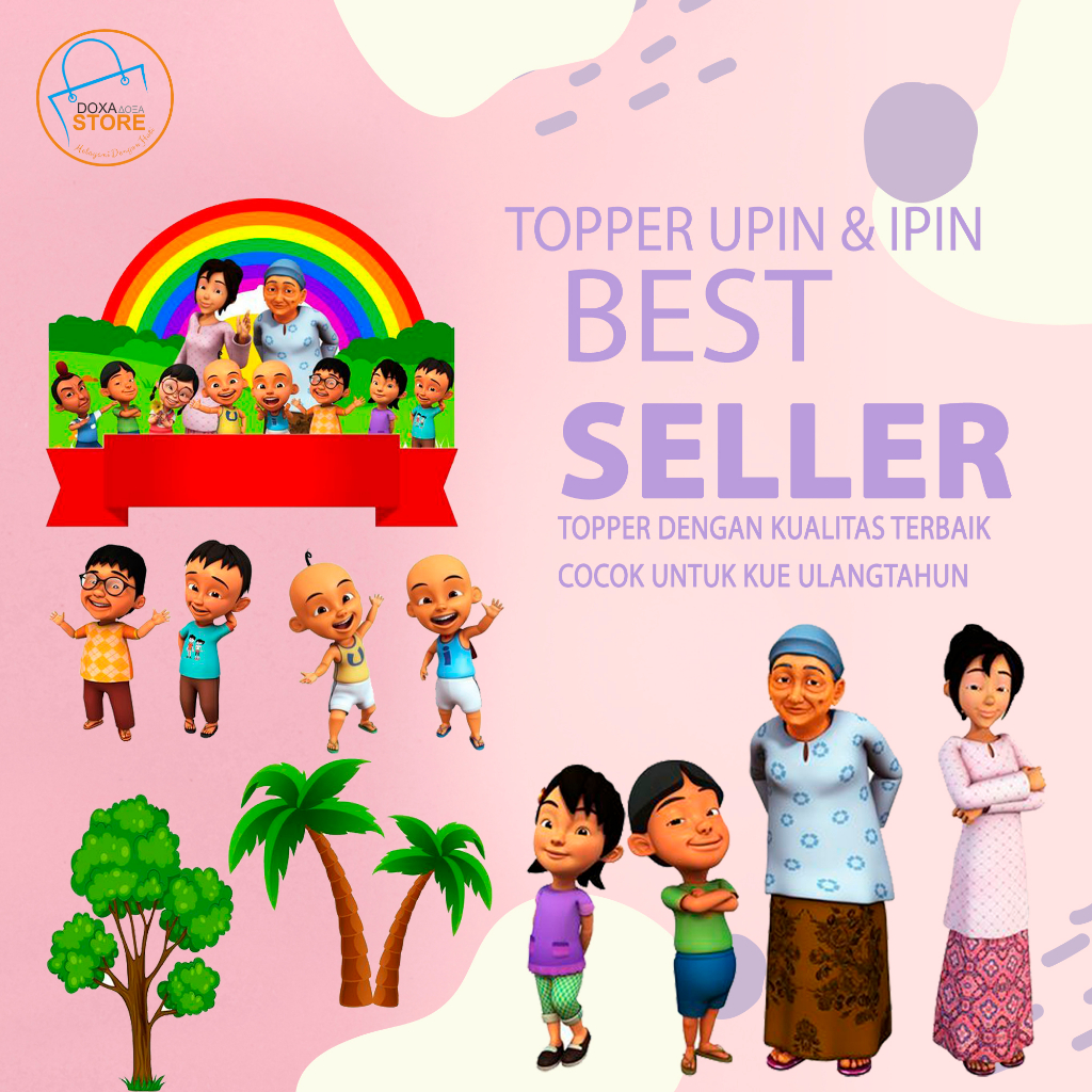 Topper Cake Happy Birthday Costum UPIN IPIN 03 Hiasan Kue