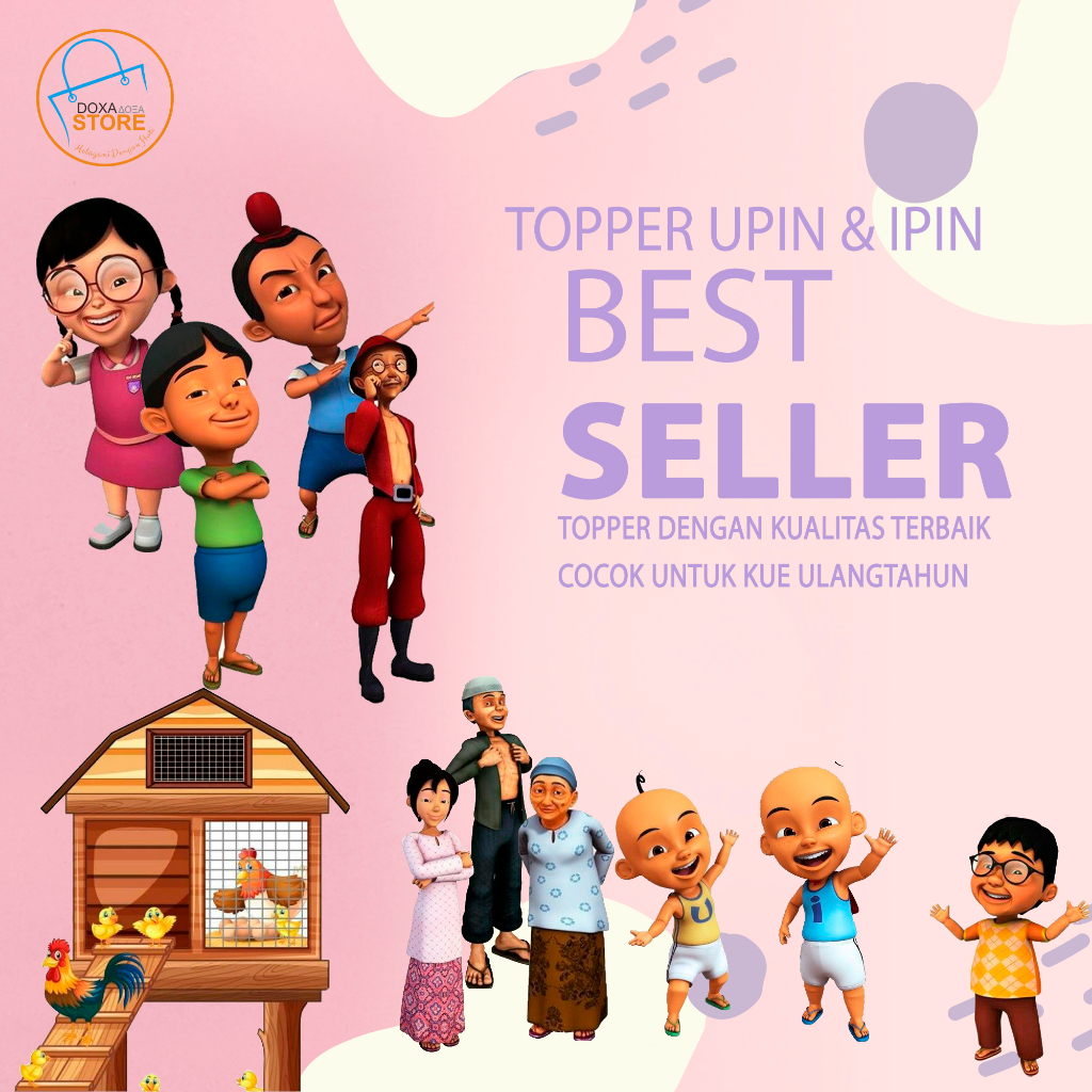 Topper Cake Happy Birthday Costum UPIN IPIN 04 Hiasan Kue