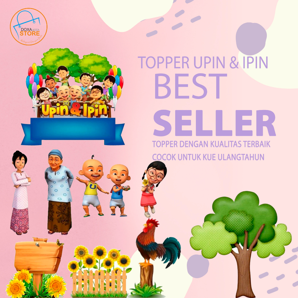 Topper Cake Happy Birthday Costum UPIN IPIN 05 Hiasan Kue