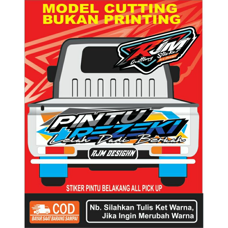 stiker pintu belakang pick up l300, stiker bak belakang pick up l300 keren