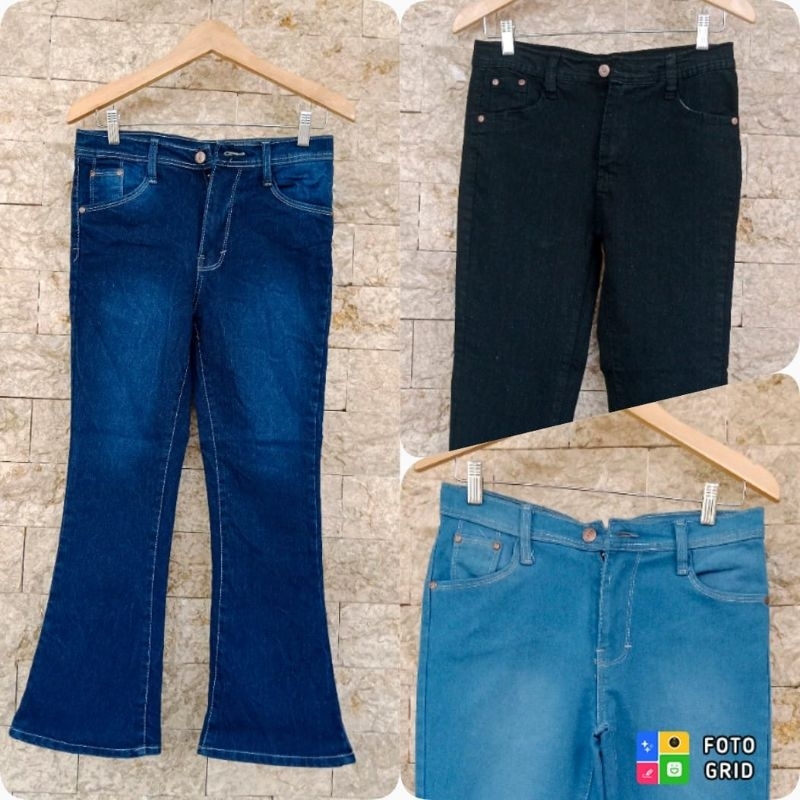 Celana Highwaist Cutbray Jeans Lipat Premium Strit