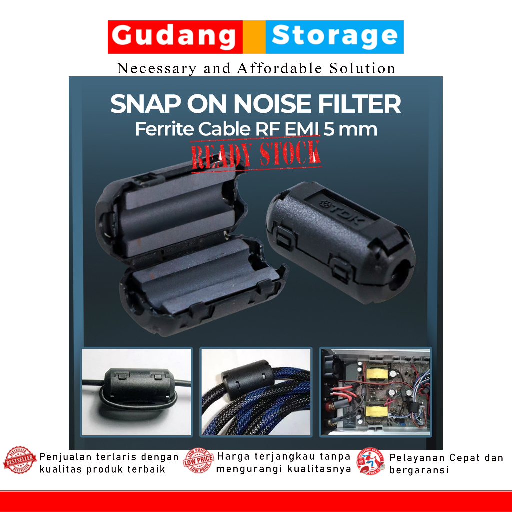 [Gudang Storage Official] FILTER KONTROL ARUS Alat Kontol Sinyal TDK Snap On Noise Filter Ferrite Ca