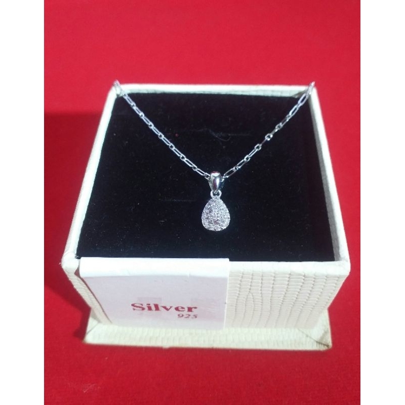 KALUNG SET LIONTIN SILVER925[]PERAK ASLI LAPIS EMAS PUTIH