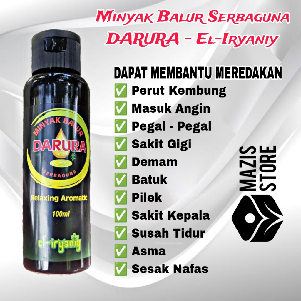MINYAK BALUR GOSOK PIJAT URUT DARURA EL-IRYANIY HERBAL BIDARA OIL 100ML MINYAK SERBAGUNA