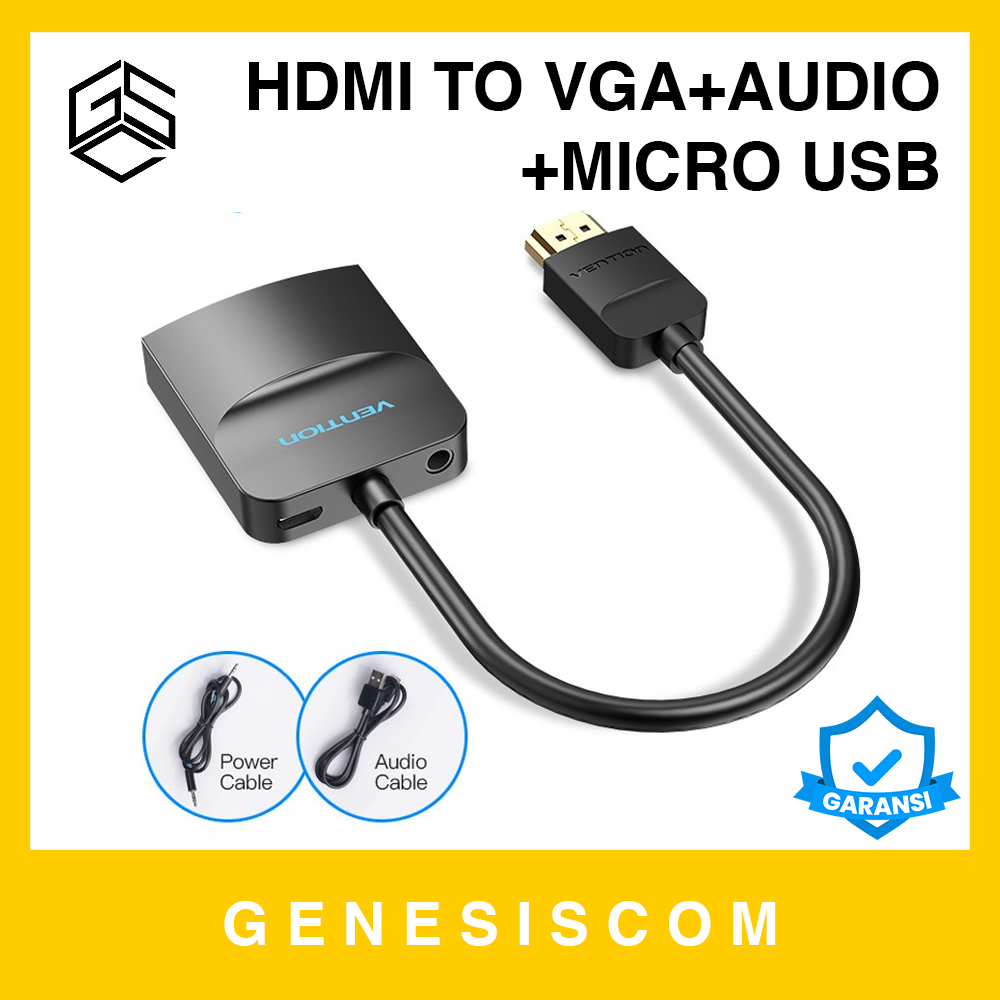 Kabel Converter Micro HDMI to VGA Female with 3.5mm Audio+Micro USB VENTION AGB Cable Connector Kone