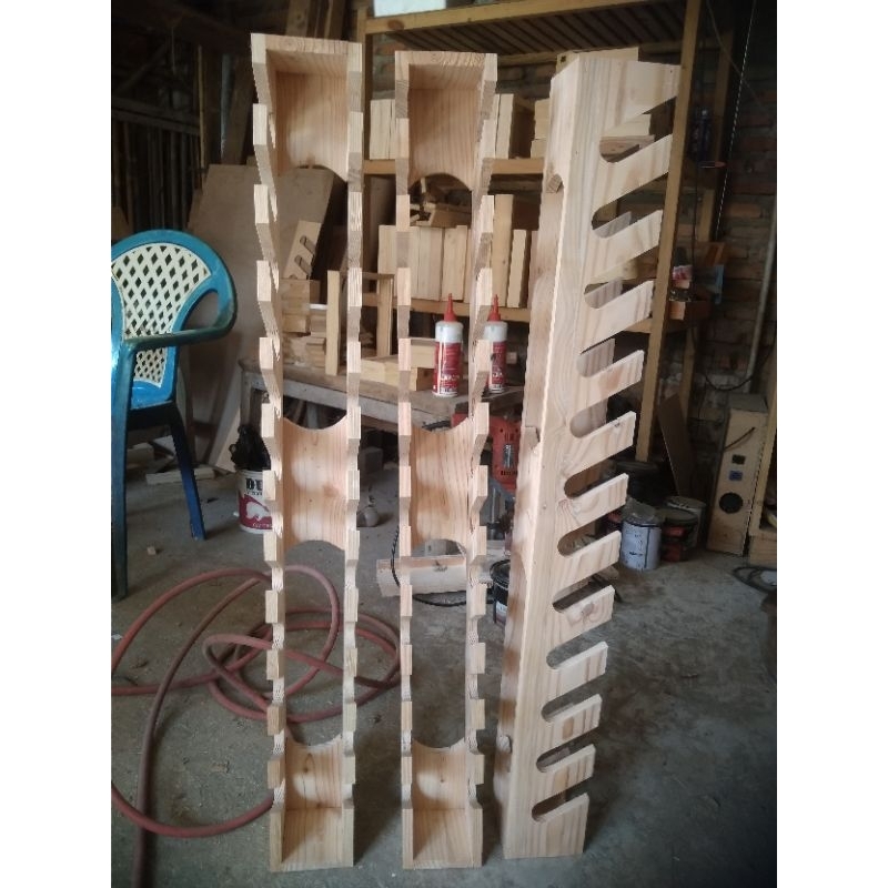 Rak Rakel sablon kayu jati Belanda isi 12 rakel