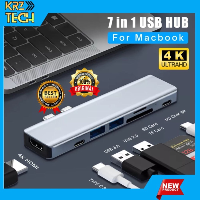 7 in 2 USB C Hub Converter Adapter For Macbook Pro / Air Chip M1 2020