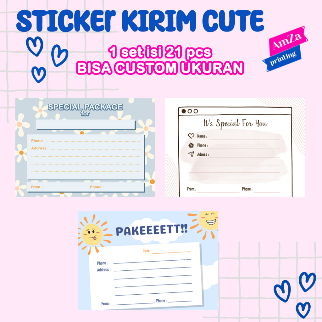 

(Isi 21pcs) Sticker Pengiriman / Label Pengiriman Custom Ukuran Murah Cute Edition - shipping sticker