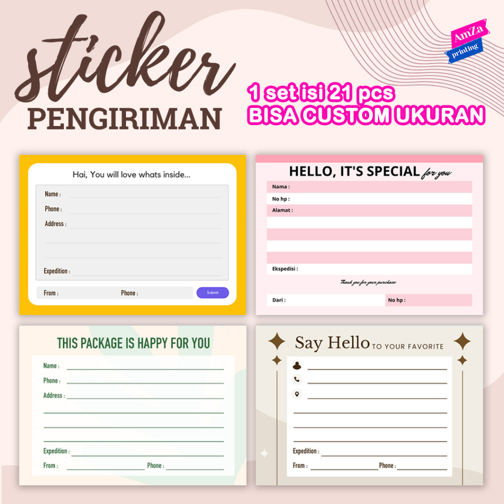 

(isi 21 pcs) Sticker Pengiriman / Label Pengiriman Custom Ukuran Murah simple Edition - shipping sticker