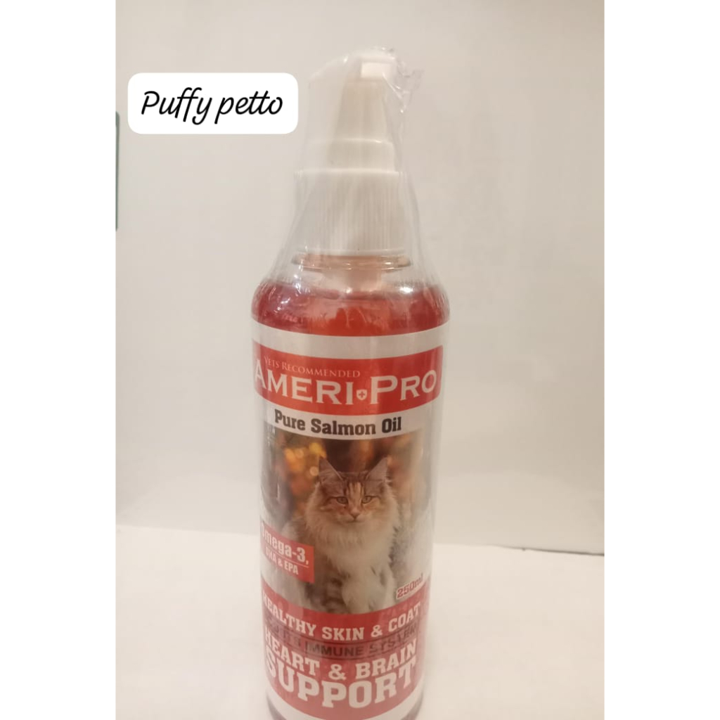 puffy petto Vitamin Bulu AmeriPro Salmon Oil Cat 250ml Ameri Pro Daya Tahan Tubuh