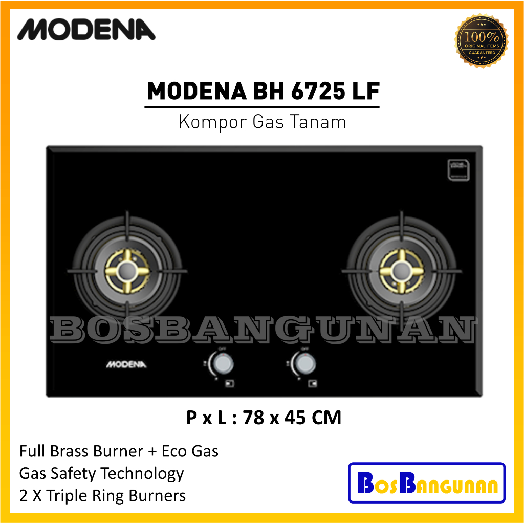 Kompor Gas MODENA BH 6725 LF / Kompor Tanam MODENA BH6725LF / Kompor MODENA / Kompor Tanam MODENA
