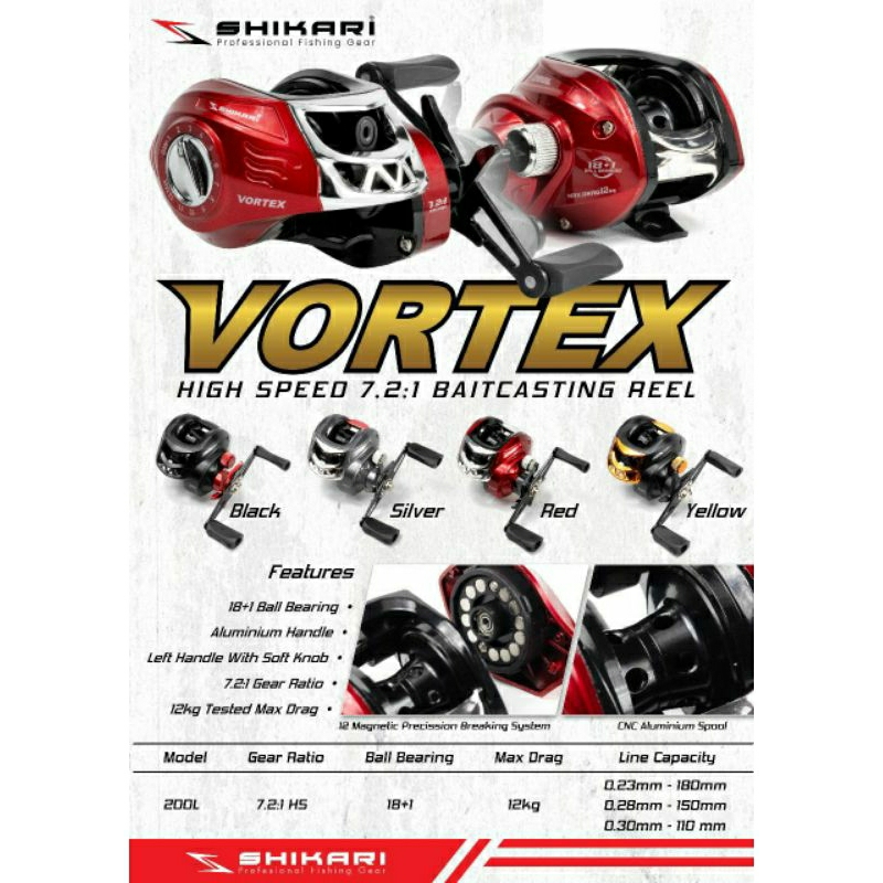 Rel bait casting shikari vortex dan voltra 18+1balbiring