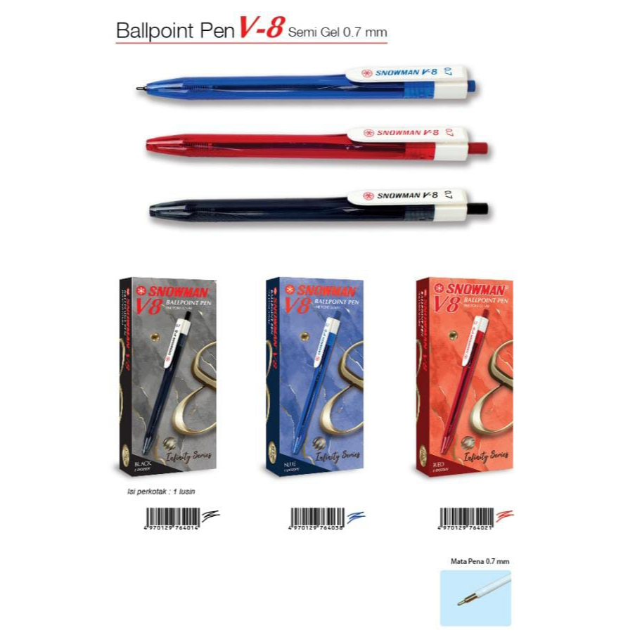 

bolpen snowman V8 (pak)