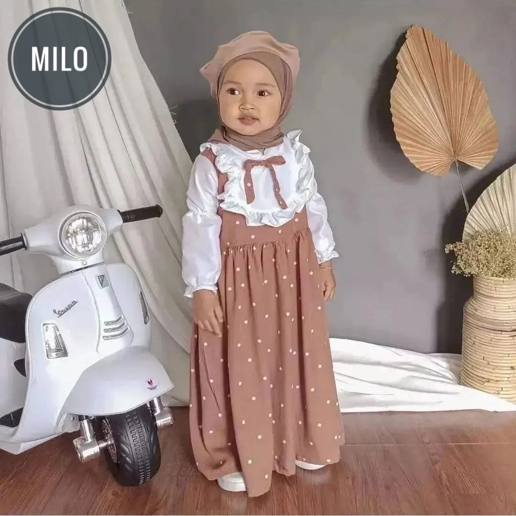Gamis Anak Beatrice Polkadot | gamis anak set hijab | gamis abaya anak | gamis syar i set hijab