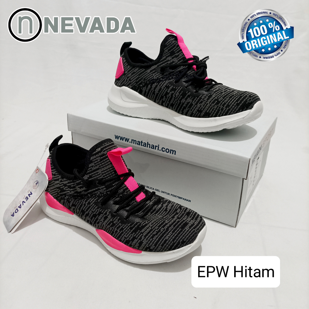Sepatu Sport Wanita NEVADA EPW Warna Hitam Sneakers 100% Asli