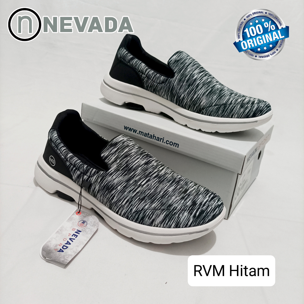 Sepatu Sneakers Pria NEVADA RVM Sport Warna Hitam 100% Asli